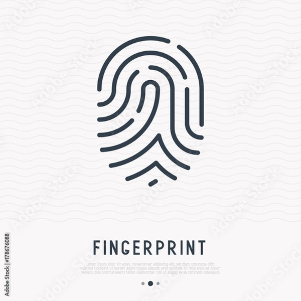 Obraz Fingerprint thin line icon. Modern vector illustration of password identity.