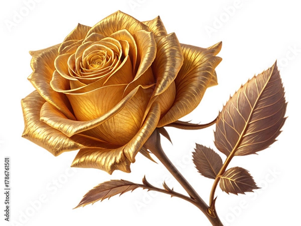 Obraz Gold rose isolated on a transparent background