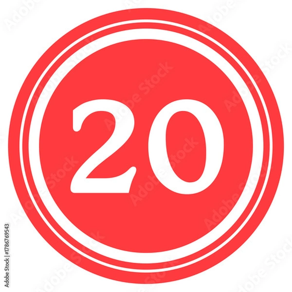 Fototapeta Red circular design with number '20' at the center
