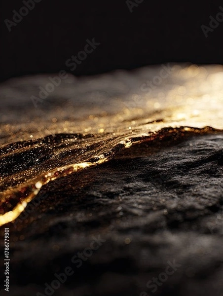 Fototapeta Dark textured surface with a bright, golden edge against a dark background