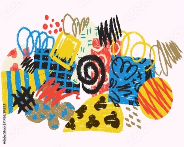 Fototapeta Abstract sketch doodle background brushstroke lines colorful pattern