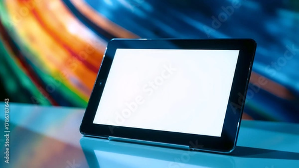 Obraz Blank Tablet Screen for Digital Content Display | Modern Touchscreen Tablet Mockup | Interactive Device with Empty Canvas