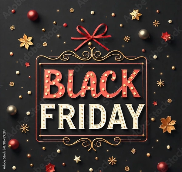 Obraz merry christmas card black  Friday 