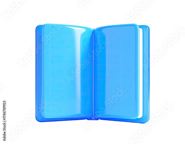 Fototapeta Gleaming, open, baby blue book in 3D against black