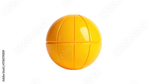 Fototapeta Yellow segmented sphere. Isolated on black background. Light source