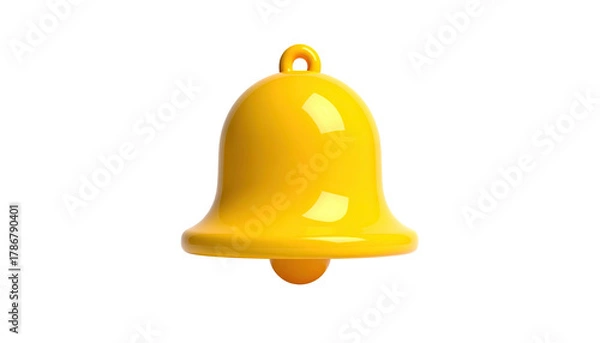 Fototapeta Glossy yellow bell with a clapper, isolated on black