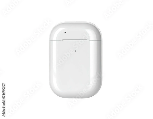 Fototapeta White, glossy, compact charging case, sleek and rounded design