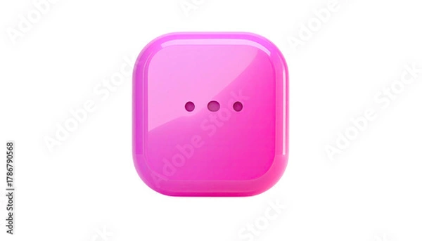 Fototapeta Glossy pink button with three dots against a black background
