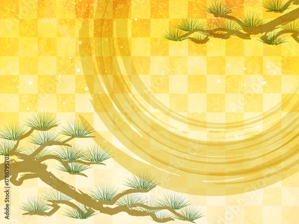 Obraz 松をあしらった和風背景_ベクターイラスト