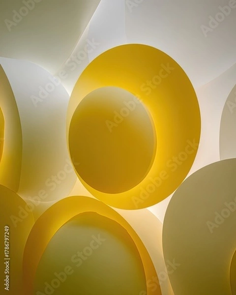 Obraz Abstract Geometric Design With Yellow And White Circles