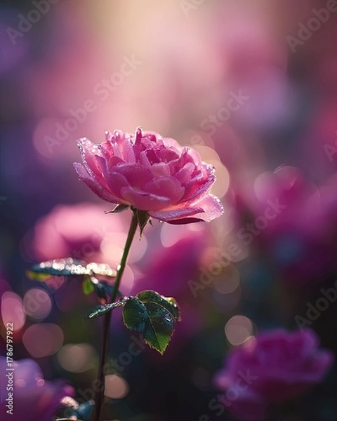 Obraz Pink Rose Bloom In Garden Sunlight