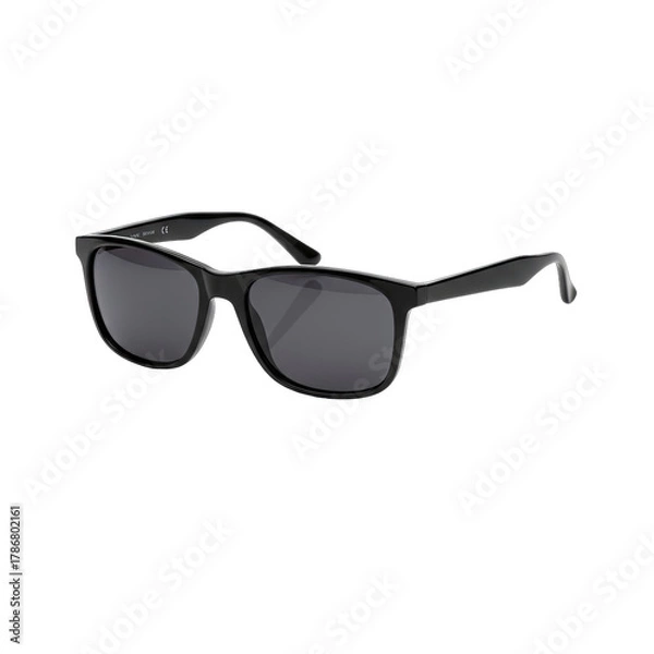 Fototapeta Modern Black Sunglasses with Dark Lenses and Thick Frames Displayed Against a Transparent Background
