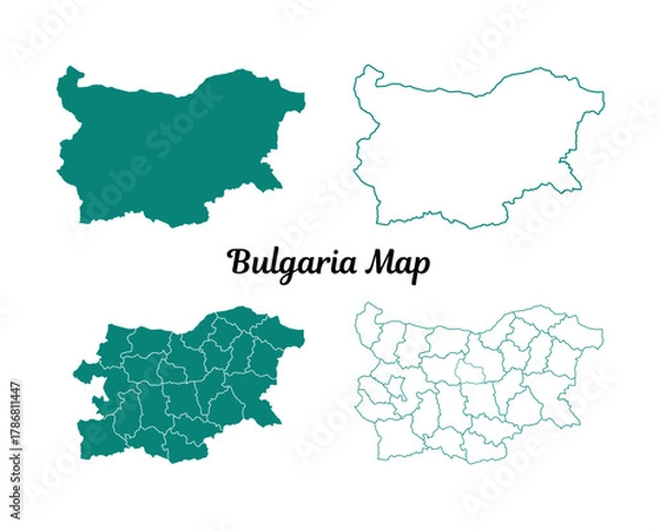 Fototapeta Flat Teal Land Map With White Background Graphic Resource