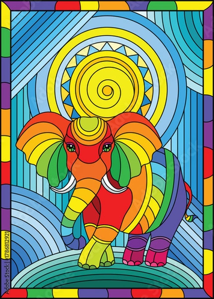Obraz  Elephant illustration wall art with multiple colors 