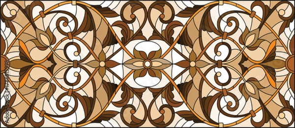 Obraz Indian style  brown floral illustration with white back ground