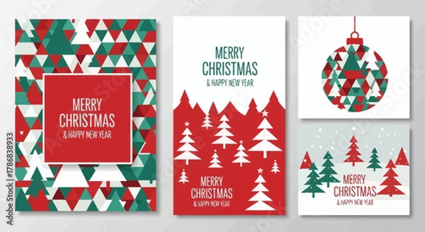 Fototapeta Festive Christmas Card Designs with Geometric and Minimalist Elements