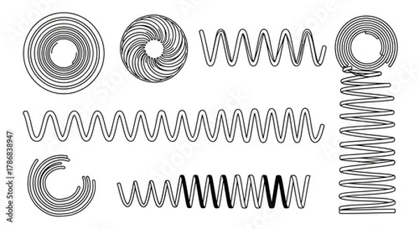 Obraz Assortment of Springs Coils, Spirals, and Torsion Elements