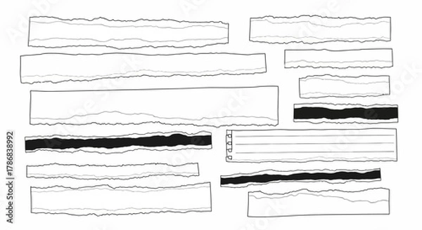 Obraz Torn Paper Borders and Edges Texture Elements for Creative Design