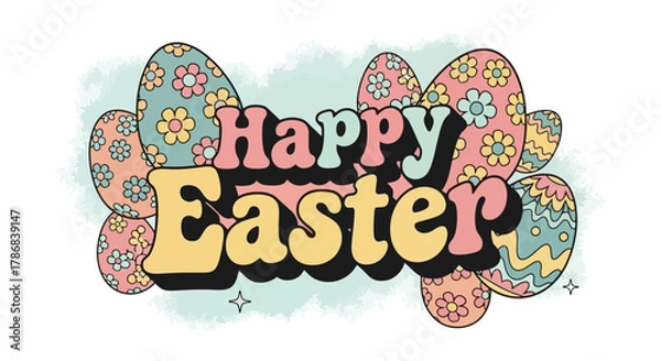 Obraz Happy Easter Colorful Eggs Celebration Vector Graphic