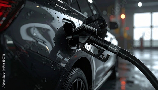 Obraz Fueling up the car at the gas station.