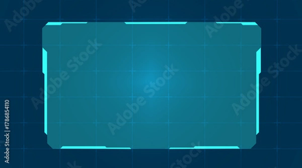 Obraz Sci-fi digital control panel vector with glowing blue technology frame and futuristic dashboard elements for UI and innovation visuals.