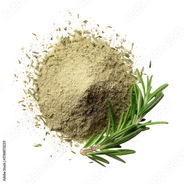 Fototapeta Spice powder mound with a rosemary sprig