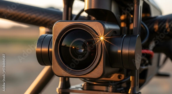 Fototapeta Close-Up of Drone Camera Lens in Sunlight