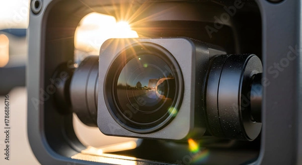 Fototapeta Close-Up of Drone Camera Lens in Sunlight