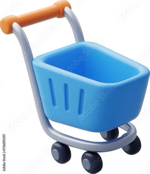 Fototapeta 3D Vector Shopping Cart for Online Store and E-commerce.