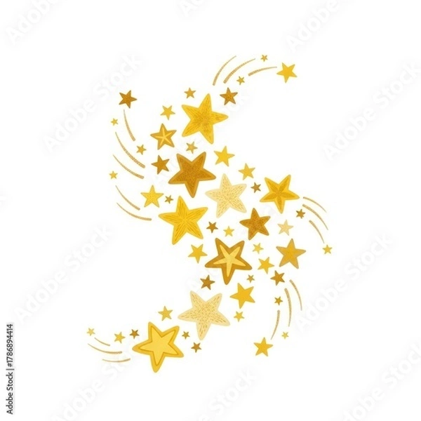 Obraz Golden Stars Swirl Illustration.
