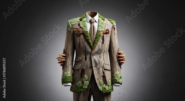 Obraz Invisible Man in Nature Suit Held by Hands.