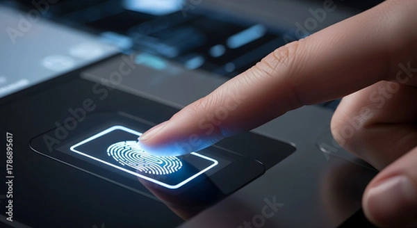 Fototapeta Fingerprint Scan Close-Up for Biometric Security