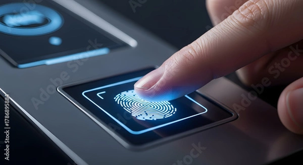 Fototapeta Fingerprint Scan Close-Up for Biometric Security