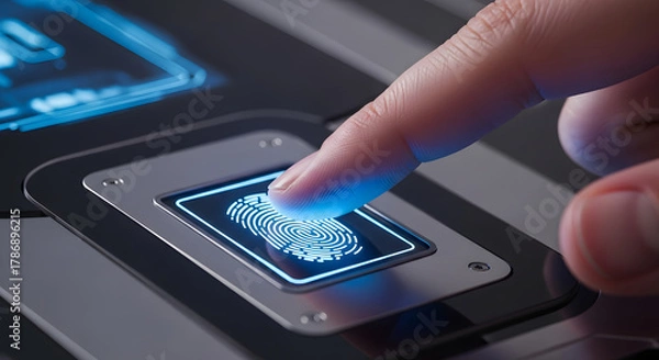Fototapeta Fingerprint Scan Close-Up for Biometric Security