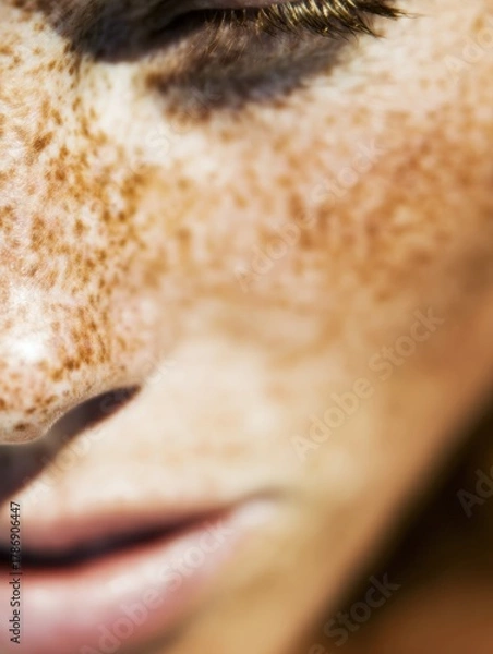 Fototapeta Authentic Human Natural Portrait Serene Expression, Soft Daylight on Warm Skin for Inspiring Lifestyle Marketing Content