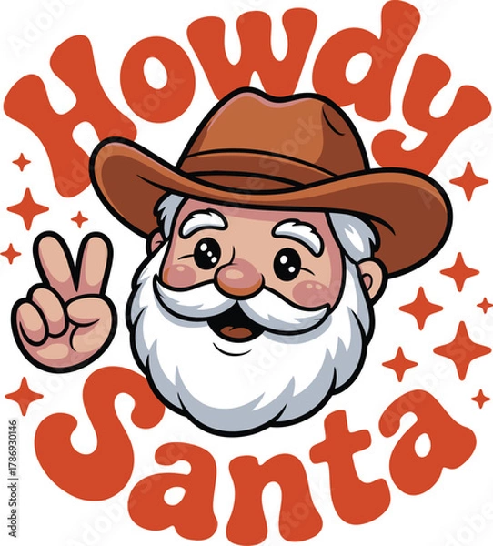 Obraz Festive santa claus waving hello with a cheerful greeting