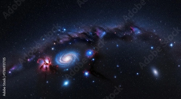 Fototapeta Galaxy arc bright cosmic stars cluster nebula deep space night scene