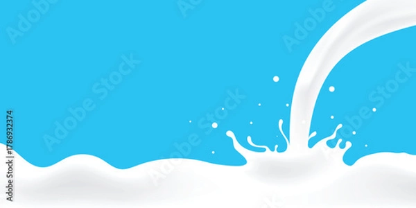 Obraz pure cow's milk background, pouring milk forms waves