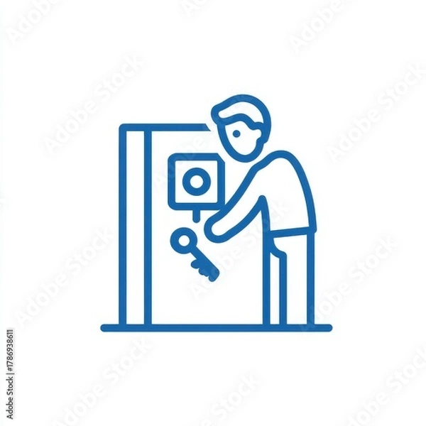 Fototapeta of a security access control system with a person scanning their identification for entry or authorization