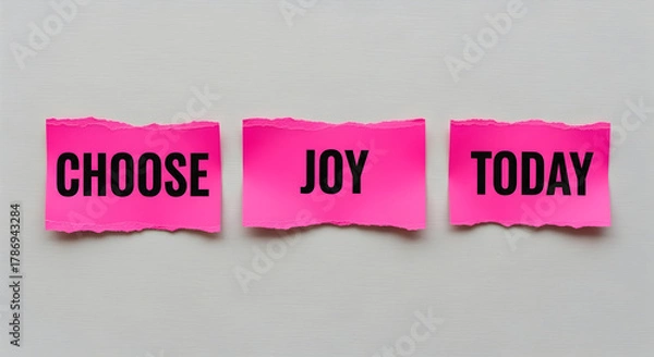 Fototapeta Choose Joy Today Inspirational Message on Pink Paper, Positive Affirmation for Daily Happiness and Motivation, Bright and Cheerful Reminder