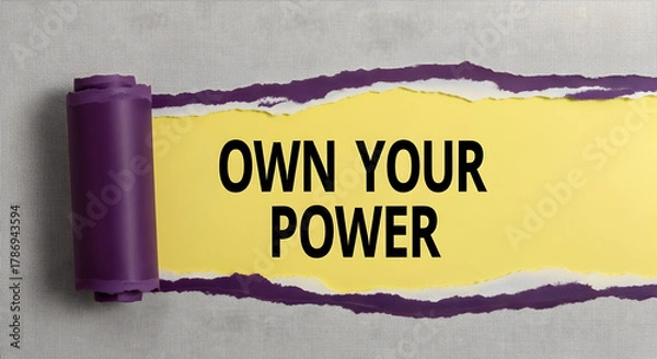 Fototapeta Claim your potential and own your power to achieve success and build an empire, inspiring motivational message, vibrant yellow background