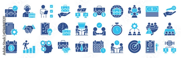 Obraz Work Icon set collection. Editable stroke illustration Eps 10