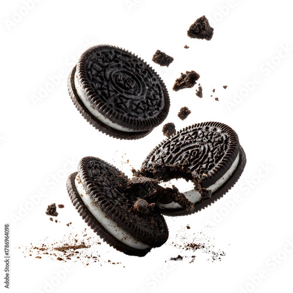 Obraz sandwich cookies with cream on white background.PNG