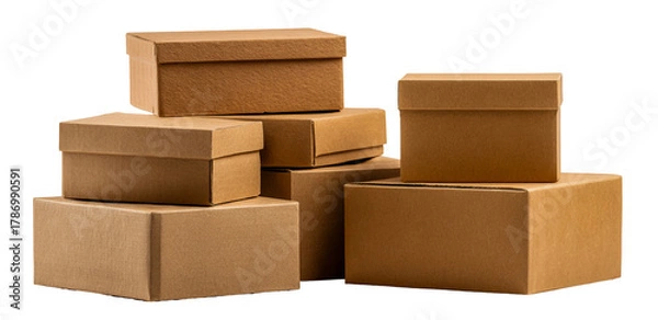 Fototapeta Cardboard box stack isolated on transparent background