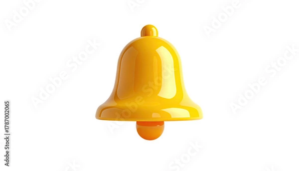 Fototapeta Glossy yellow notification bell against a plain black backdrop
