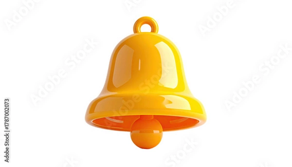 Fototapeta Glossy yellow bell icon with a loop handle on black background