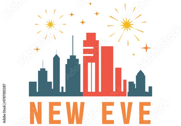 Obraz New year eve with city skyline and fireworks for celebration event