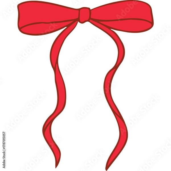 Obraz A Vivid Red Ribbon Bow With Elegant Flowing Tails Isolated On A Clean White Background Perfect For Gifts And Decorations