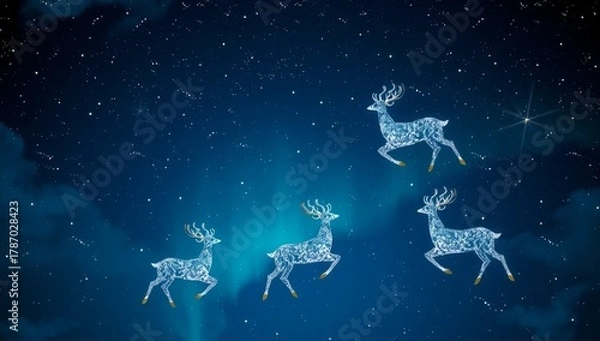 Obraz christmas card with reindeer