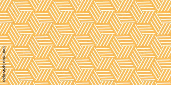 Obraz seamless pattern with yellow stripes line creative web hexagon type grid square repeat overlap triangle textile background.	